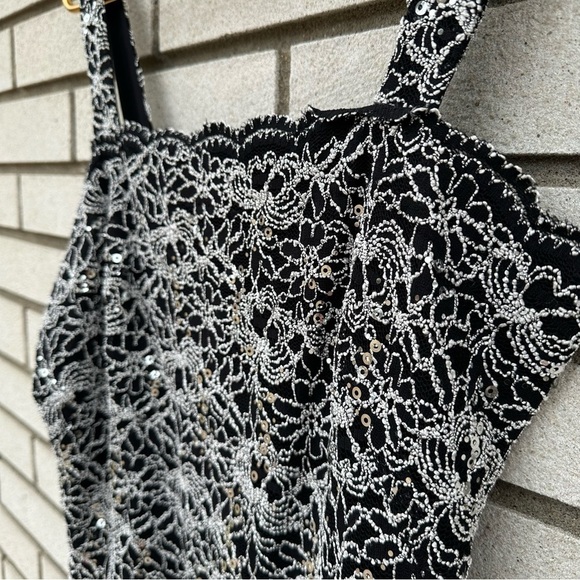Alex Evenings Sequin Lace Twinset Cami & Jacket Black Silver S Mother Formal - Picture 8 of 15